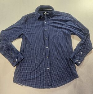 Buttercloth XL Button Down Shirt Blue Micro-Check